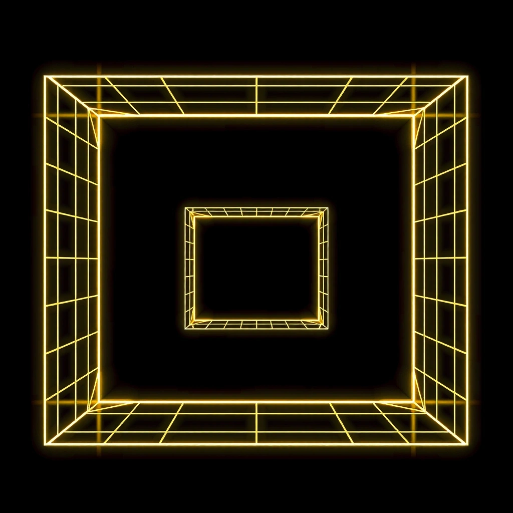 Abstract geometric neon lime wireframe grid